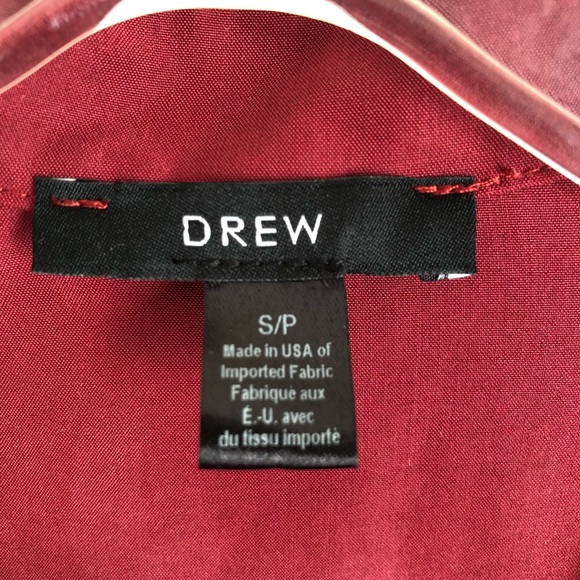 Anthropology Drew V Neck Faux Wrap Burgundy Modal Long Sleeve Blouse G4 - Picture 7 of 8